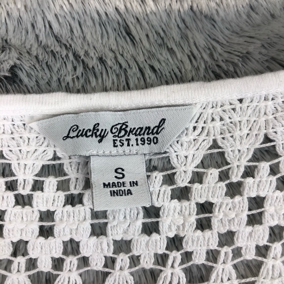 Lucky Brand white crochet short sleeve top - Picture 3 of 8